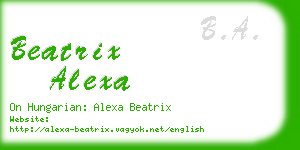 beatrix alexa business card